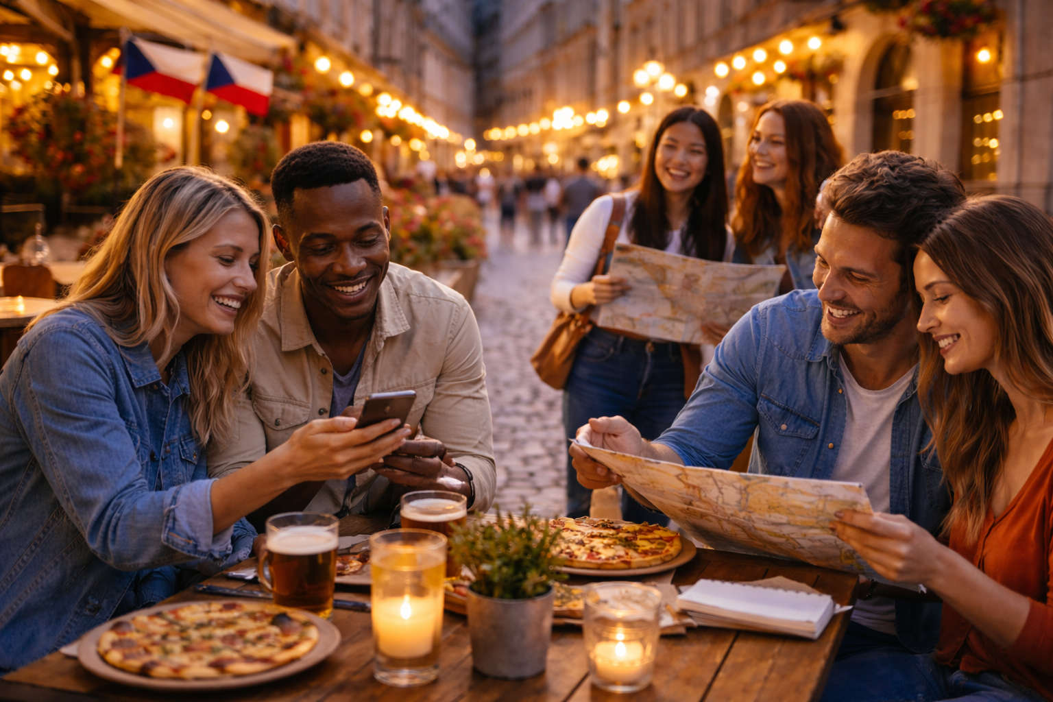 Компания студентов из разных стран, адаптируется к обществу